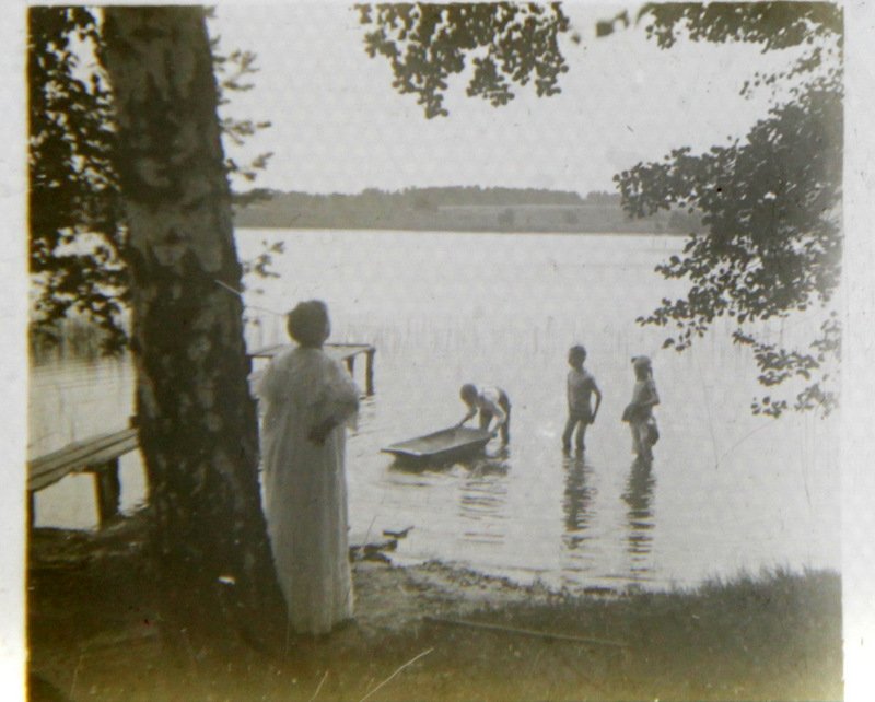 Bathing in the lake